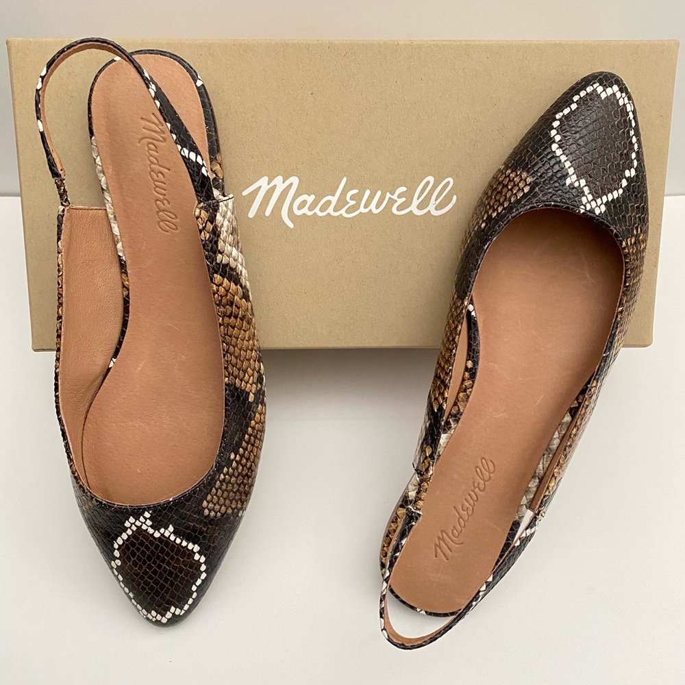 NEW Madewell Margo Snakeskin Embossed Slingback